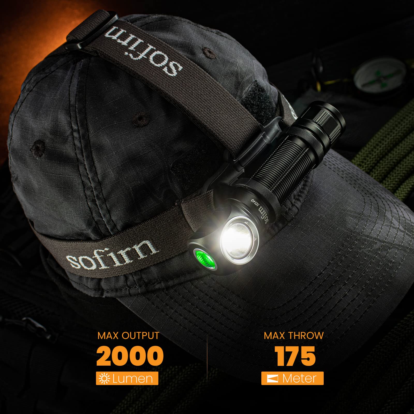 Sofirn HS40 kit includes headlamp, battery, USB cable, and o-rings.