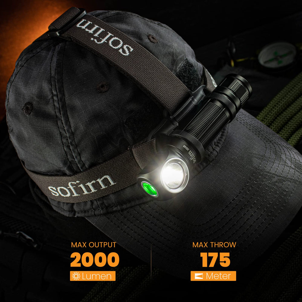 Sofirn HS40 kit includes headlamp, battery, USB cable, and o-rings.