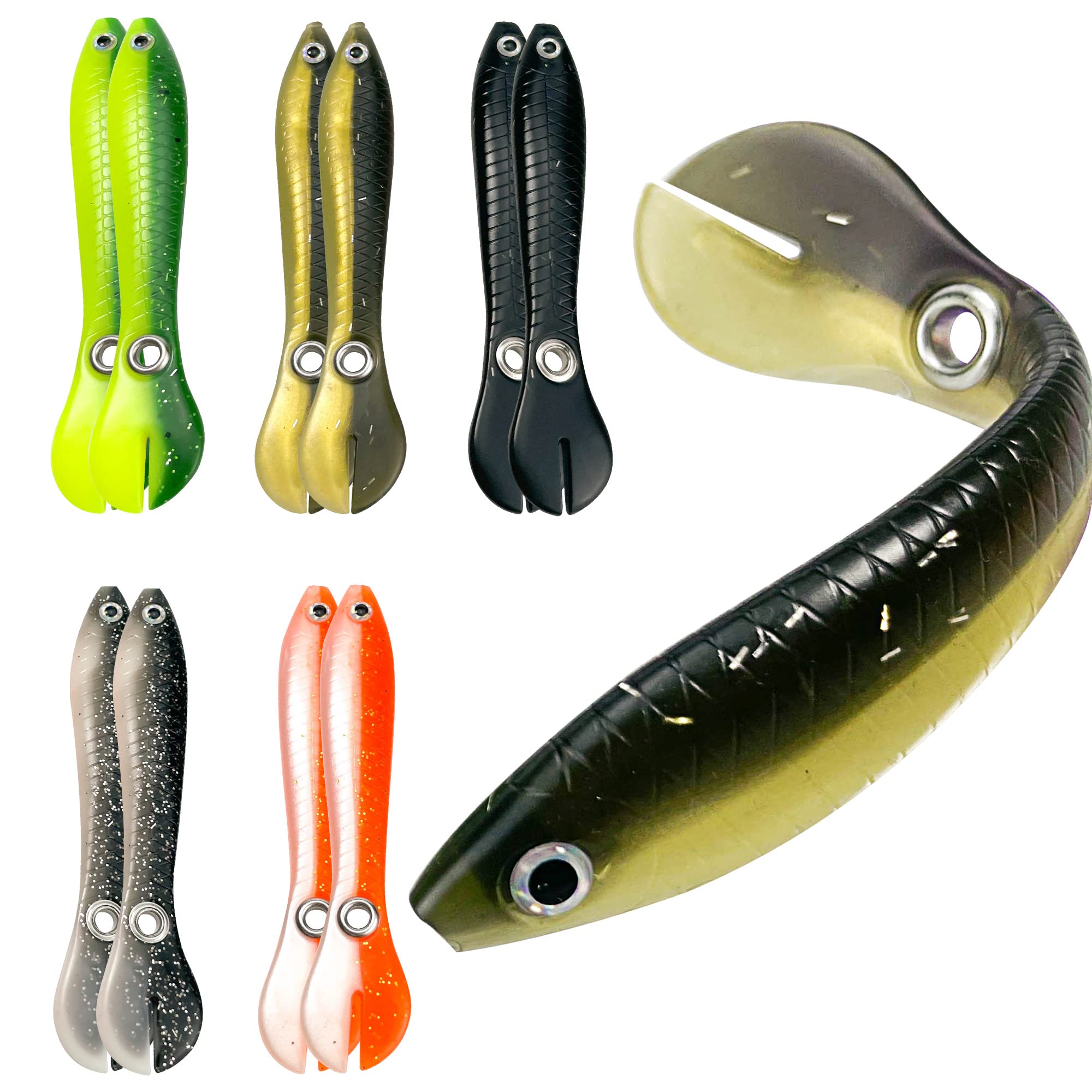 Soft Bionic Fishing Lure with 3D eyes and forked tail