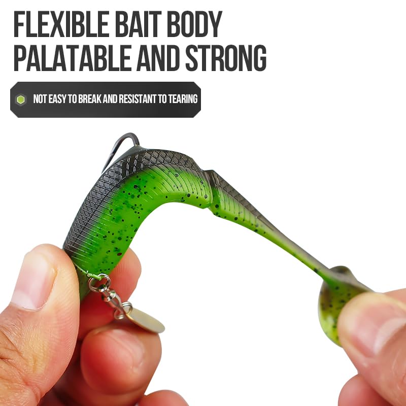 Lures in water with spinner blades spinning for action