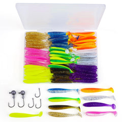 90-piece soft fishing lures with paddle-tail swimbaits
