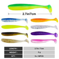 Two paddle-tail swimbaits showing 2.95 inch size