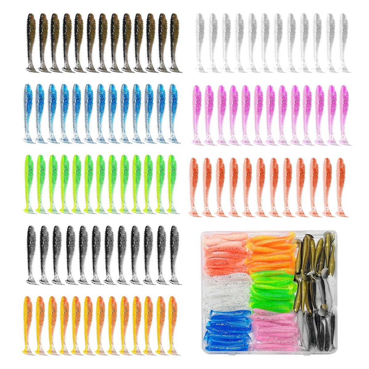 Soft fishing lures 96 pieces in 8 colors - hero image
