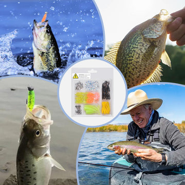 Various colored grub lures included in the kit