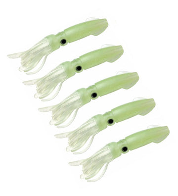 Soft Luminous Octopus Trolling Squid Skirt Lures – Green 5pcs, Front view