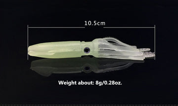 Night fishing setup featuring glow-in-the-dark octopus skirt lure in green