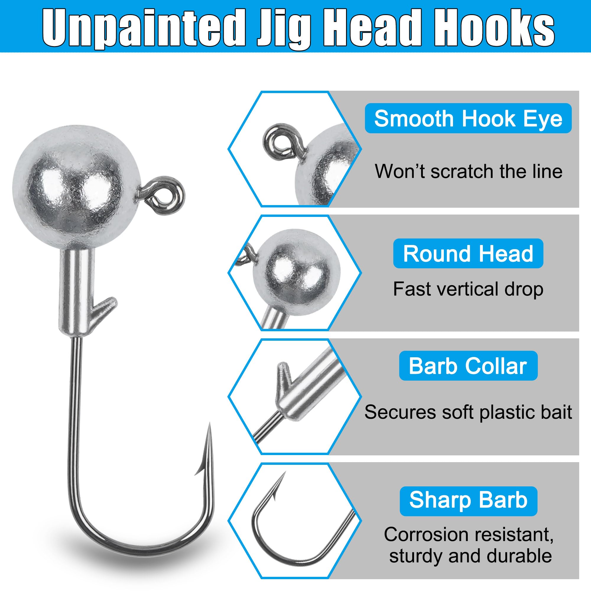 Crappie jig heads with grub worm lures