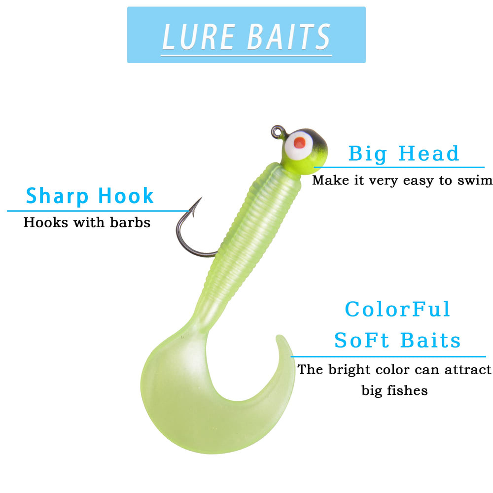 Jig heads with soft plastic crappie tube bait