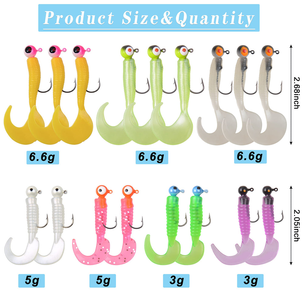 Assorted bright color soft lures included in kit