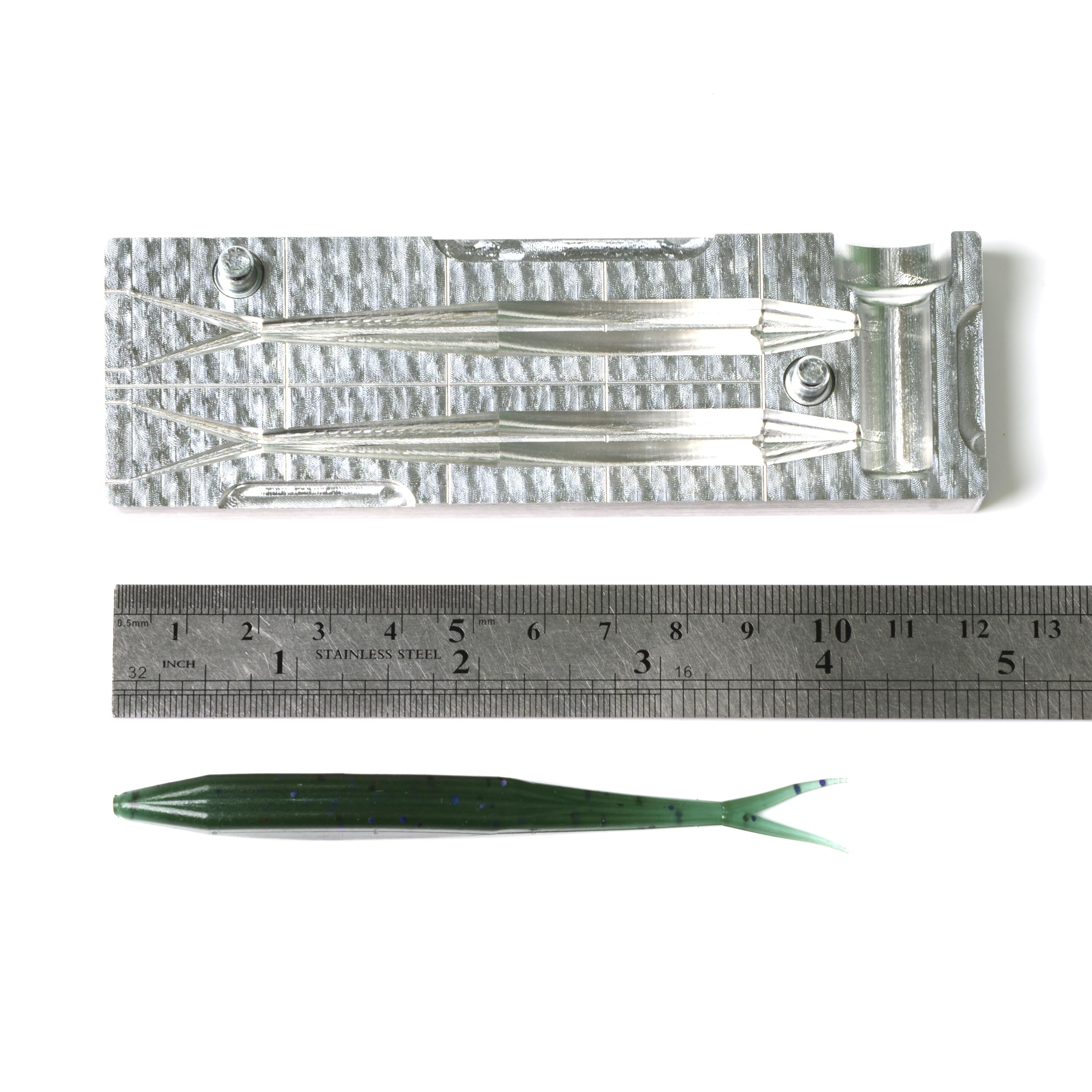 Mold in use with plastisol injection setup