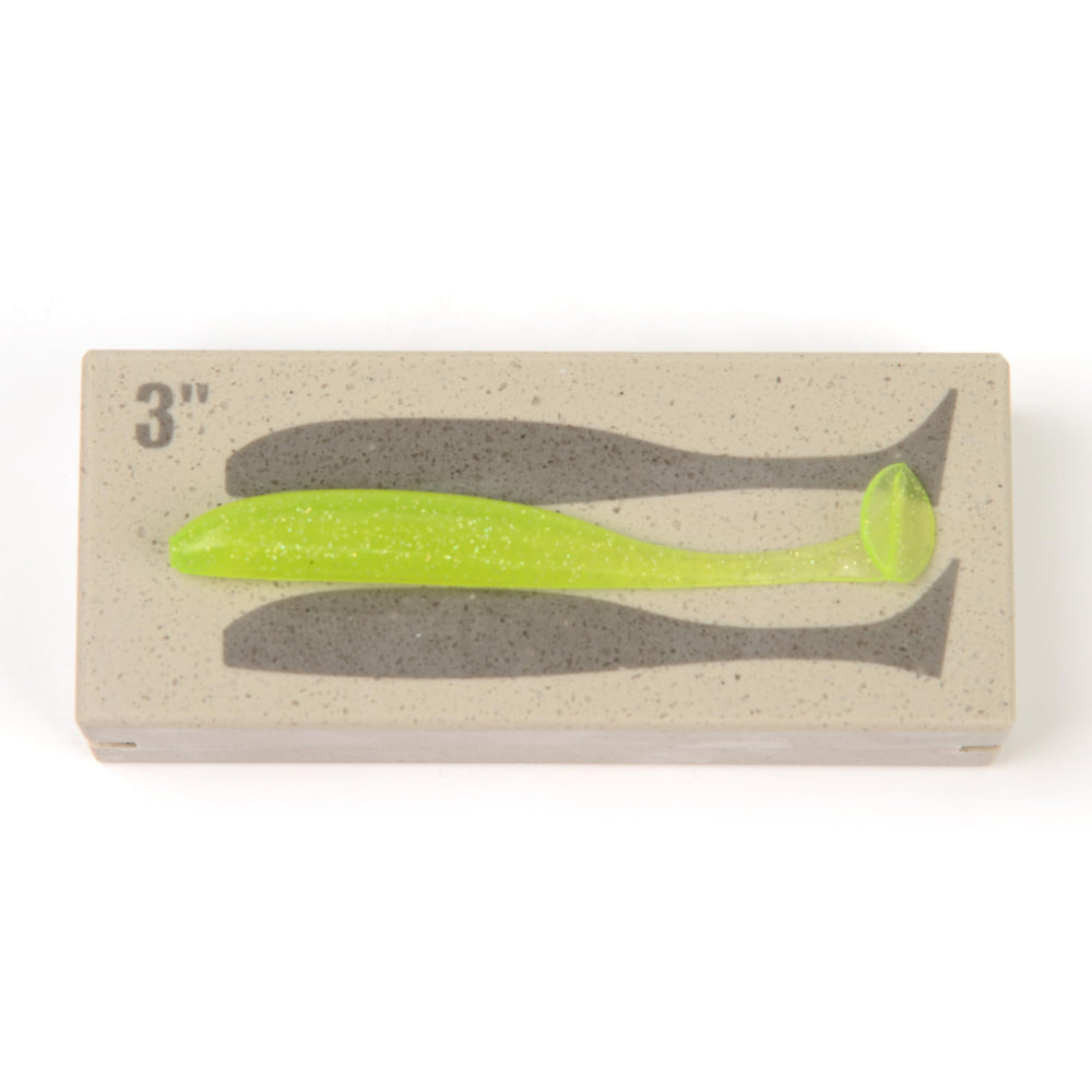 Engineered stone material for durable soft plastic lure molds