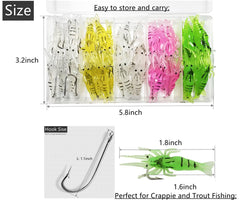 Shrimp lure with 5 color options for crappie, trout, walleye