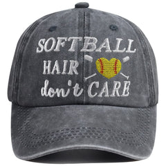 Softball Hair Don't Care Hat for Women and Men - front view