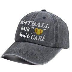 Softball Hair Don't Care Hat - back/angled view with adjustable strap