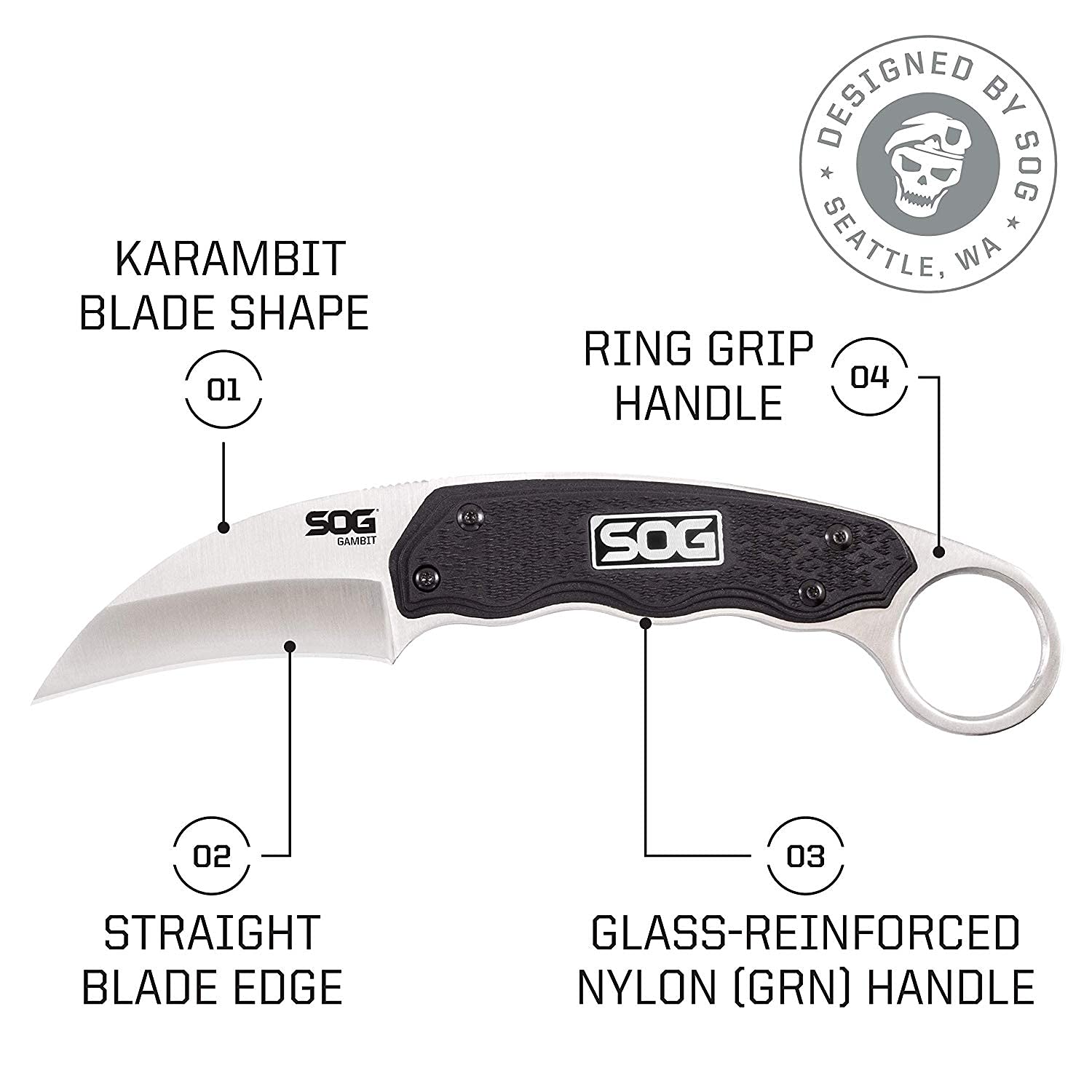 Curved karambit blade for quick access