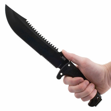 SOG Jungle Primitive ballistic nylon sheath protecting the blade.