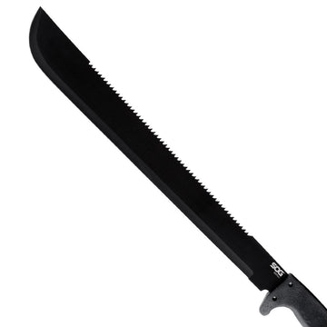 SOGfari 18-inch machete sawback teeth for quick branch cutting.