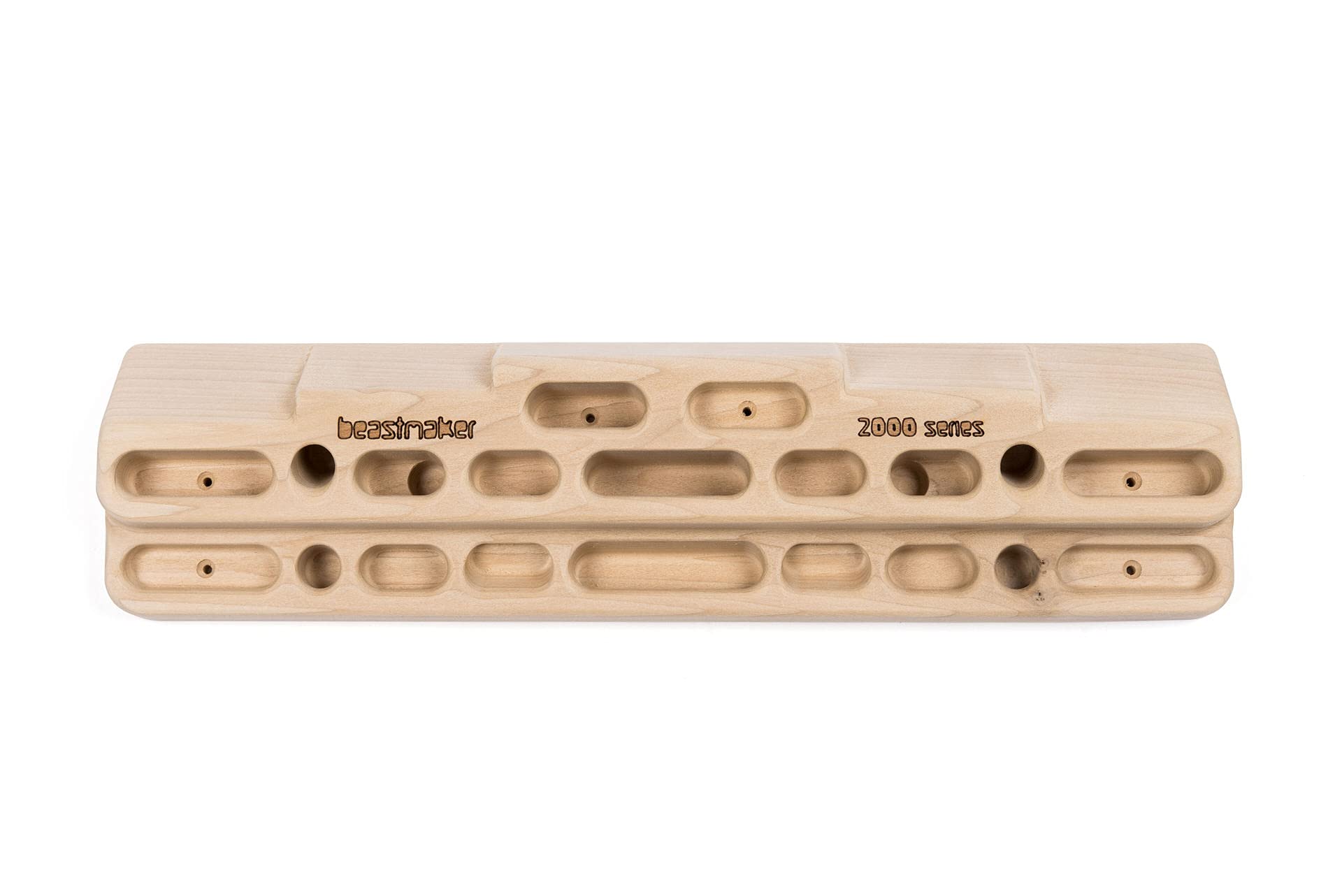 So iLL Beastmaker 2000 hangboard woodgrain, front view showing versatile training holds.