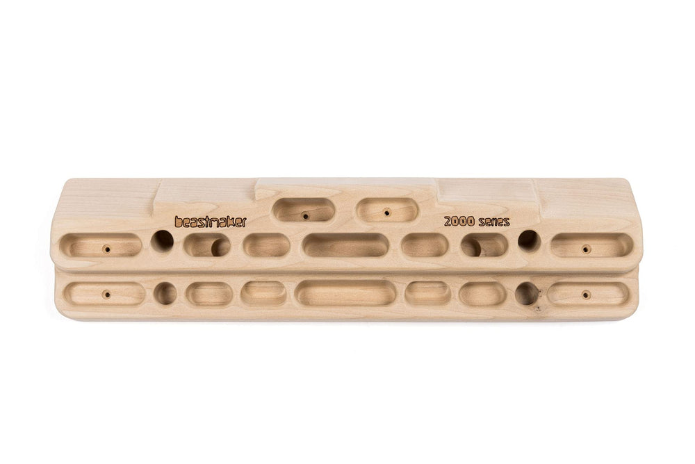 So iLL Beastmaker 2000 hangboard woodgrain, front view showing versatile training holds.
