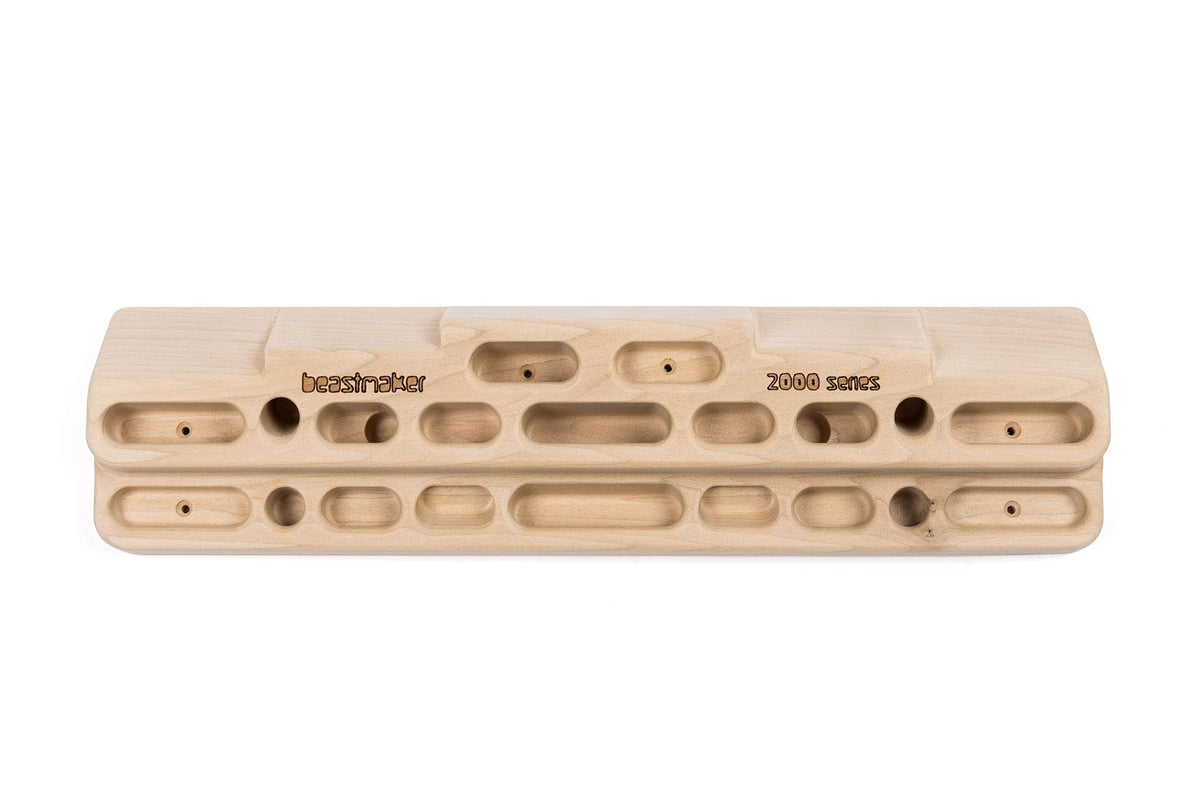 So iLL Beastmaker 2000 hangboard woodgrain, front view showing versatile training holds.