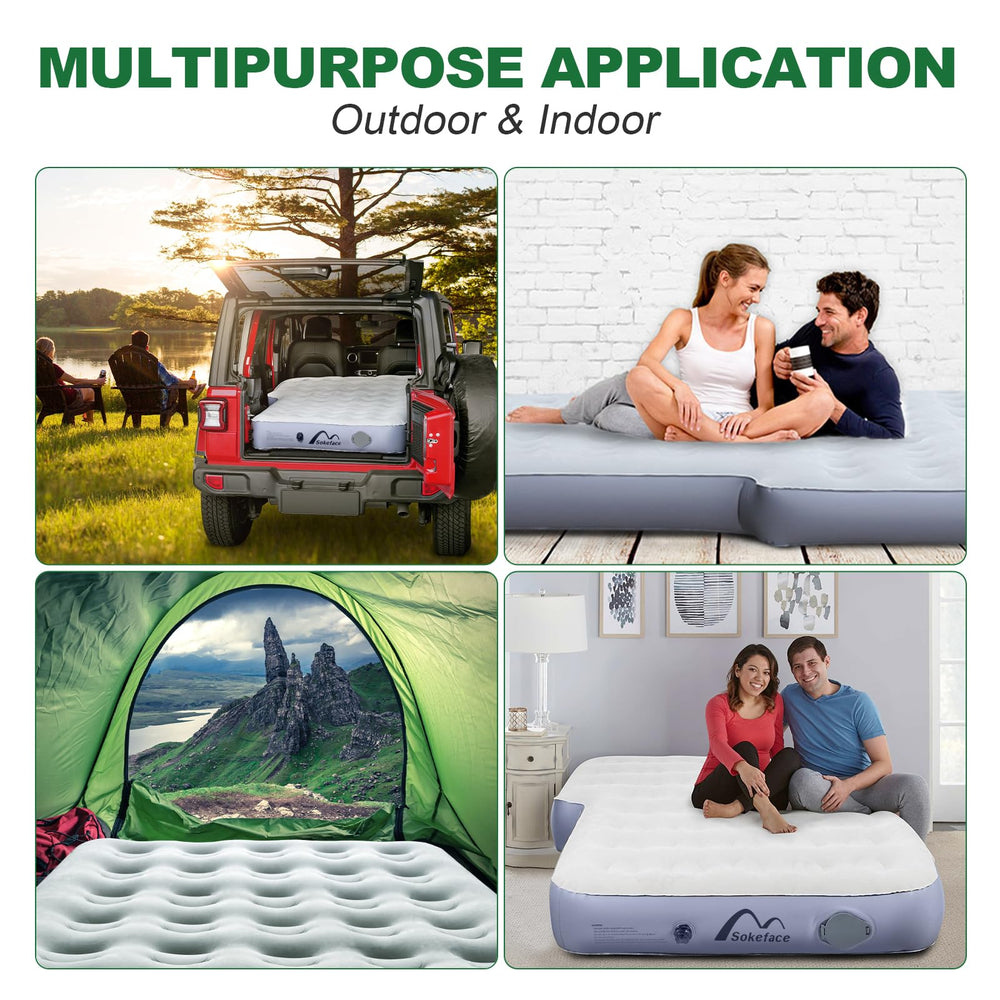 Sokeface air mattress is ideal for travel and outdoor camping adventures.