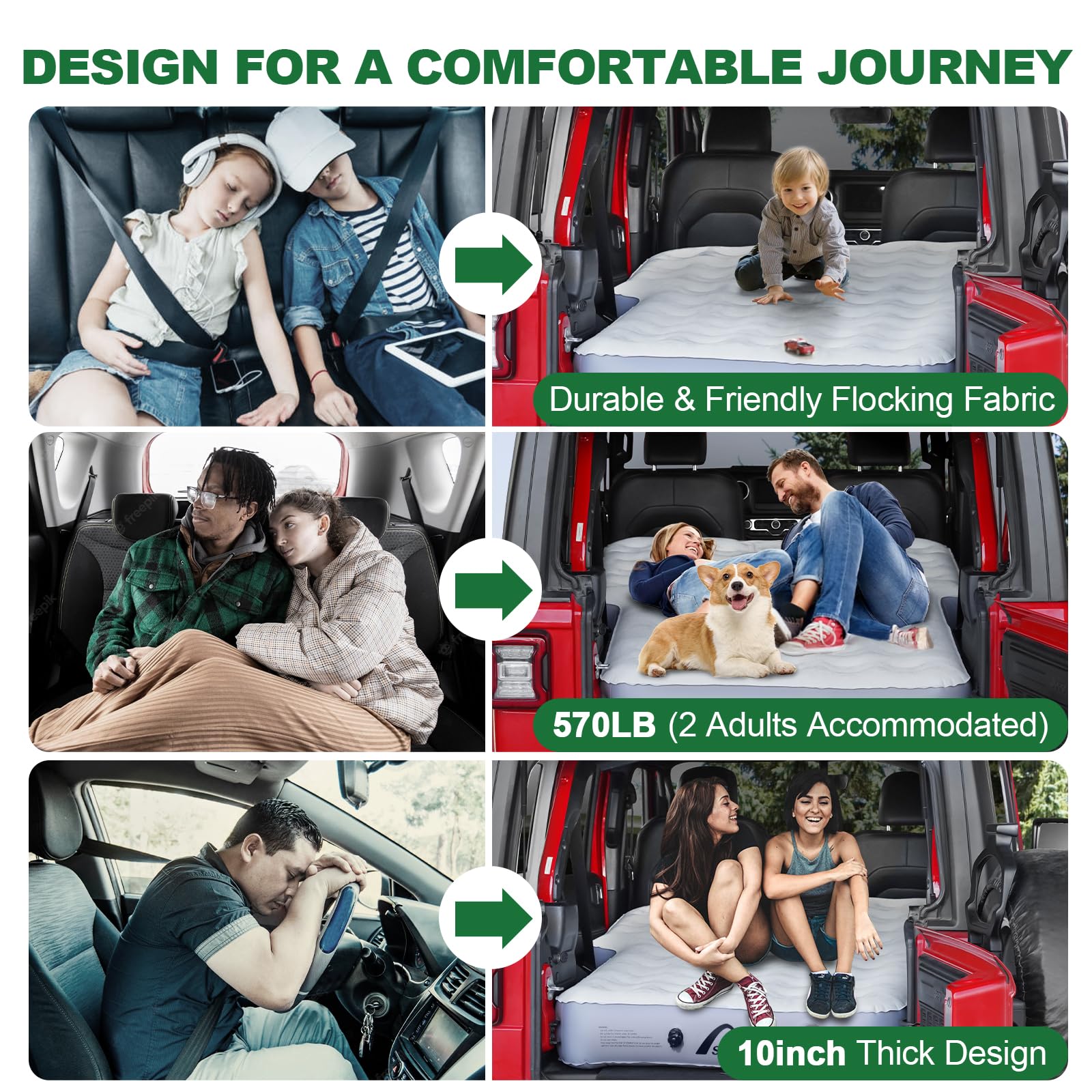 Sokeface air mattress doubles as a comfortable bed for travel and hotel floors.