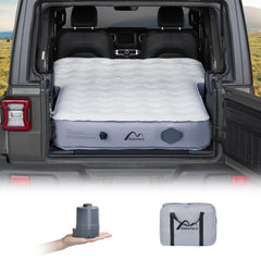 Sokeface Jeep Wrangler air mattress with wireless pump enables quick setup on the go.