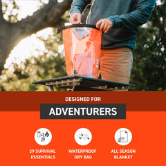 S.O.L Camp Ready kit buckle and paracord attachment secures gear during travel