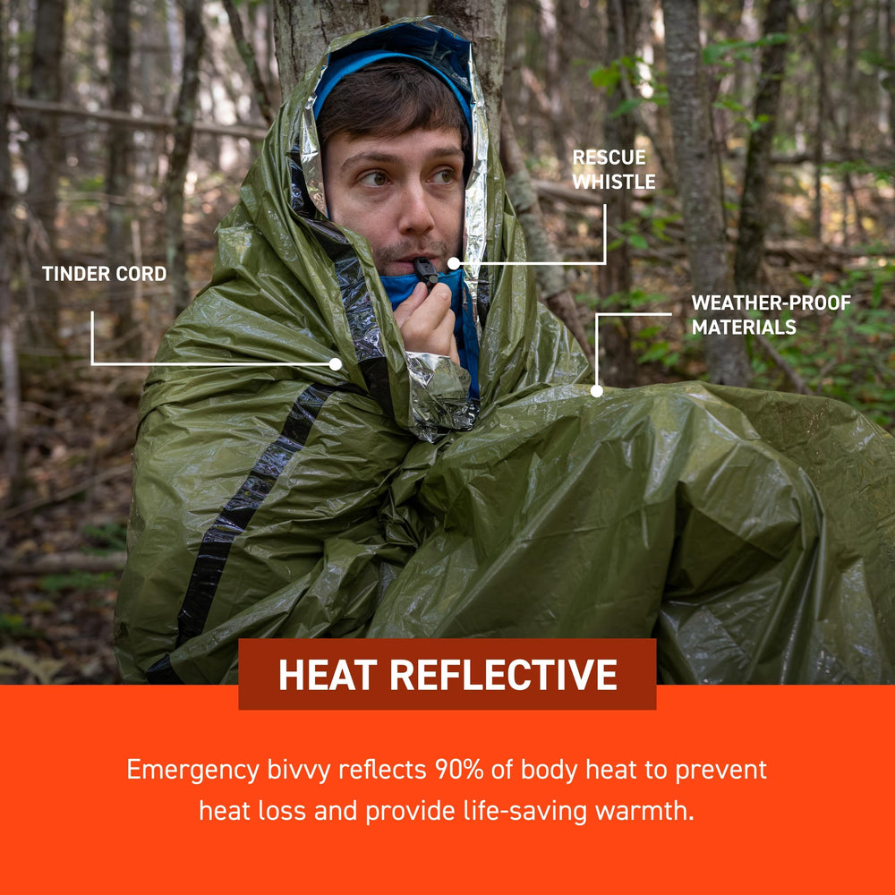 S.O.L. Emergency Bivvy survival-whistle included for outdoor signaling and safety.