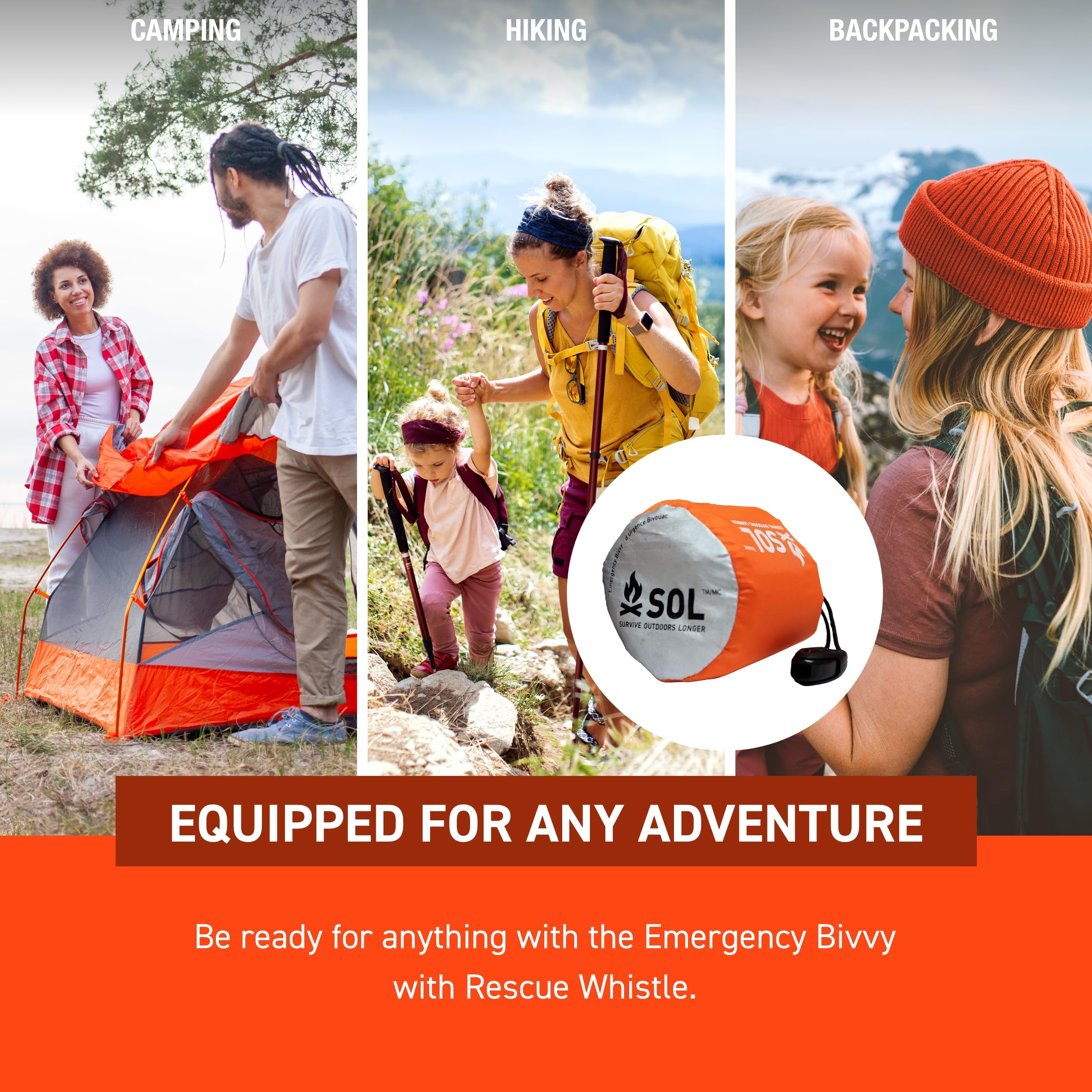 S.O.L. emergency bivvy tear-resistant fabric resists punctures in rugged terrain.