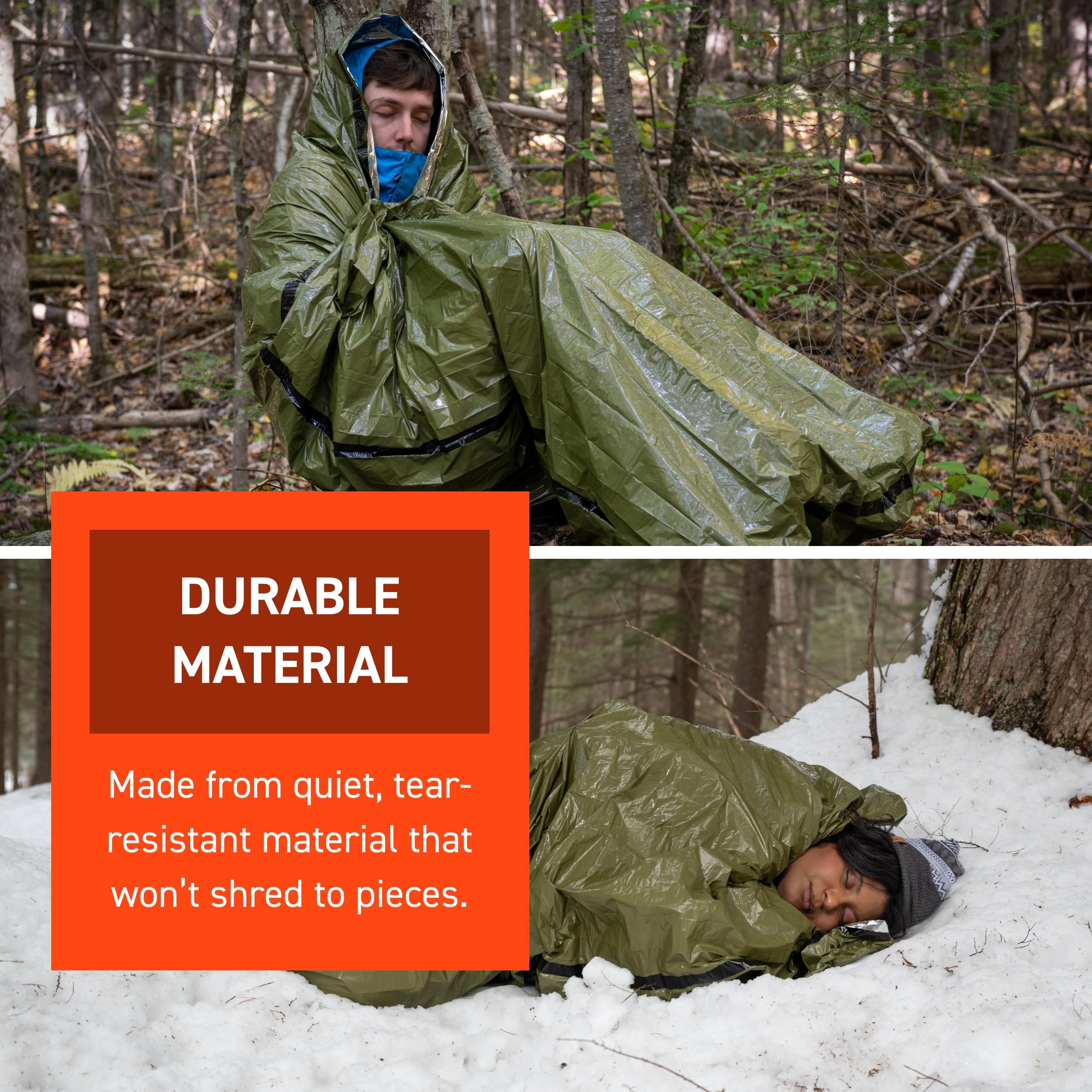 S.O.L. Emergency Bivvy tinder-paracord drawstring supports quick-fire setup and securing gear.