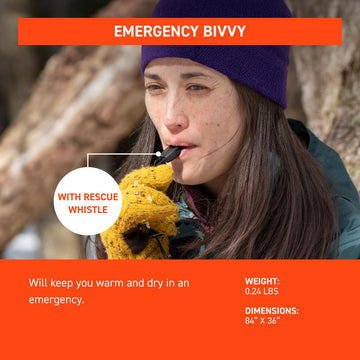 S.O.L. Emergency Bivvy weatherproof-36x84 shields wearers from rain and wind.