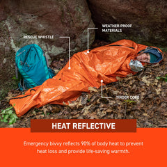 S.O.L. emergency bivvy weatherproof shield against rain and wind.