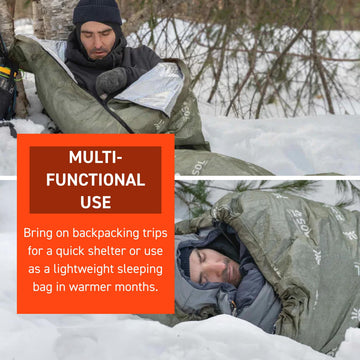 Breathable fabric of SOL Escape Bivvy shown for all season use