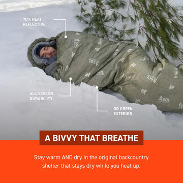 SOL Escape Bivvy heat reflection material in use