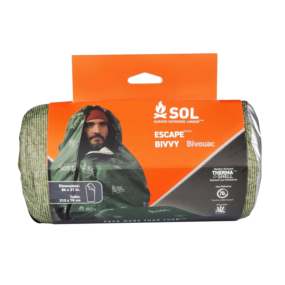 SOL Escape Bivvy with Hood sheltering under windy conditions