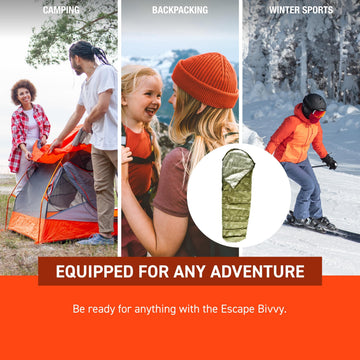 Winter camping with SOL Escape Bivvy setup in the backcountry