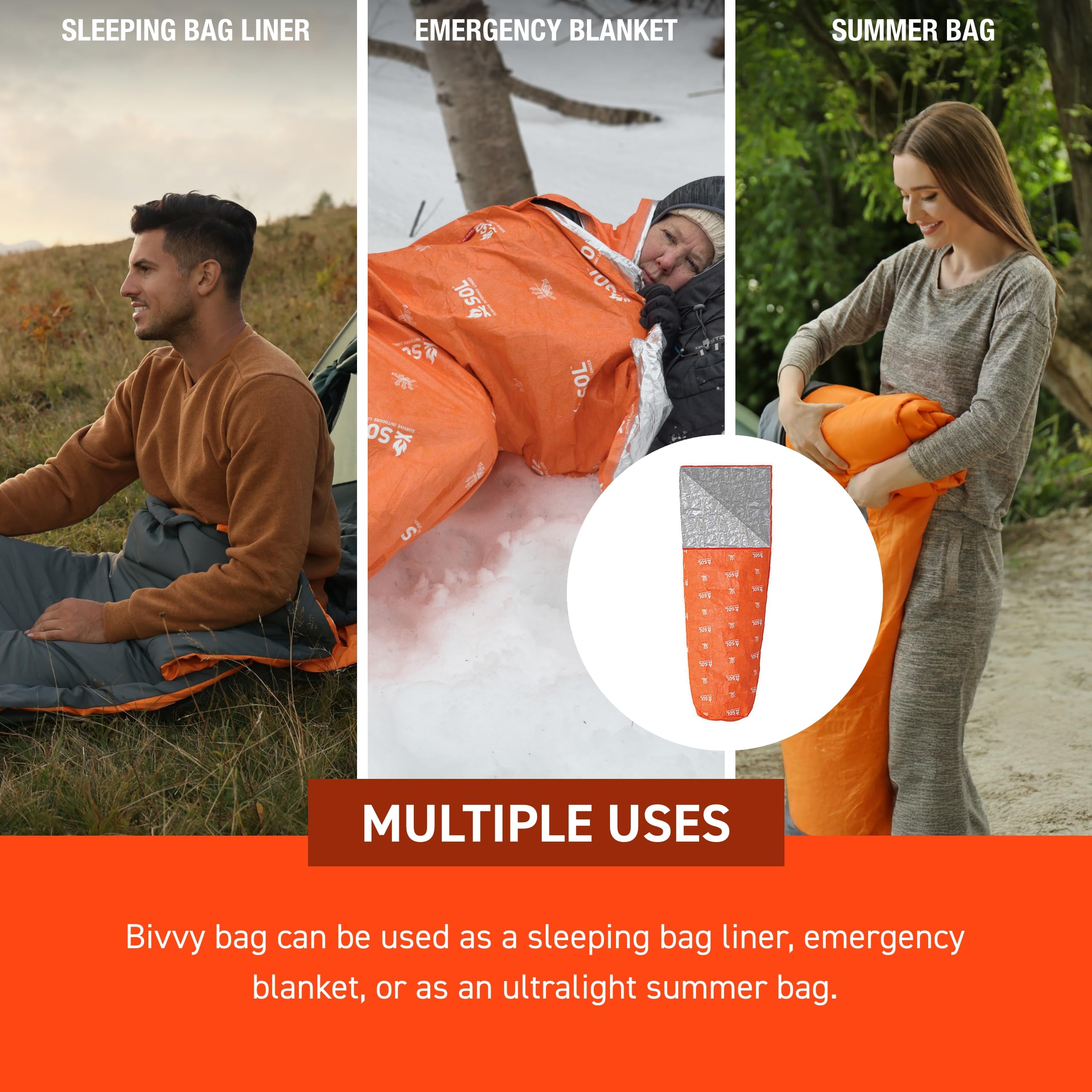 SOL Escape Lite Bivvy serves as emergency blanket for roadside or trail emergencies.