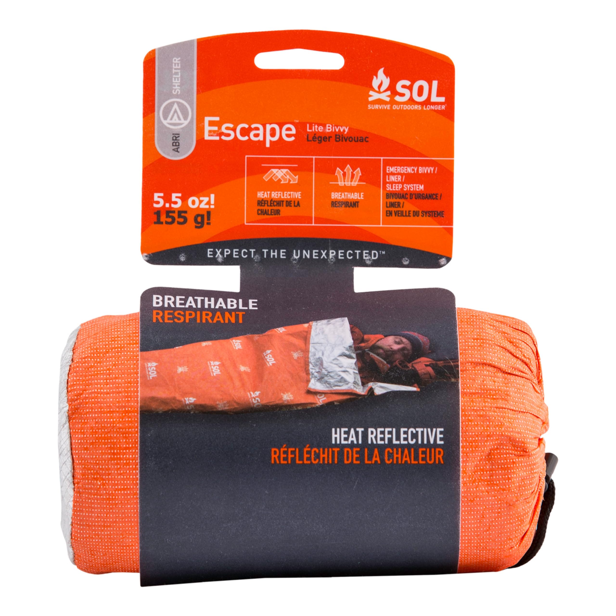 SOL Escape Lite Bivvy reflects heat to help stay warm in outdoor emergencies.