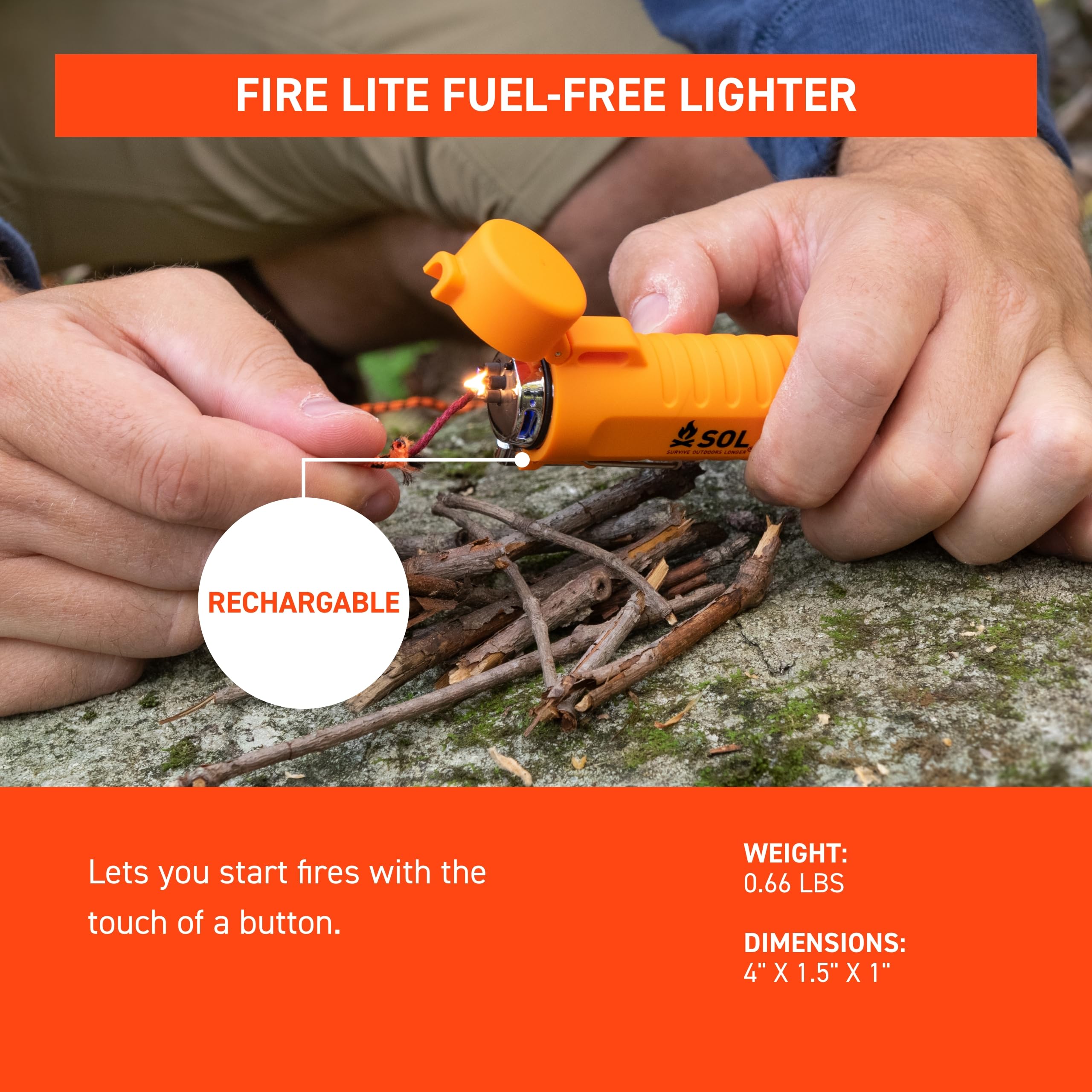 S.O.L. Fire Lite tinder cord lanyard showing waxed-core tinder or rope-ready utility.