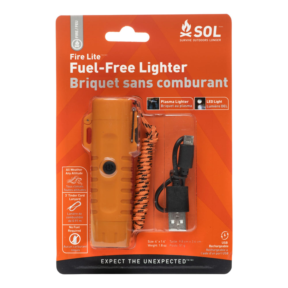 S.O.L. Fire Lite windproof lighter button demonstrates easy ignition in windy conditions.