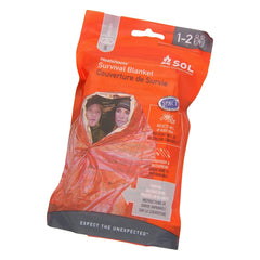 Sol Survival Blanket heat-reflection highlights warmth retention in cold, wet environments.