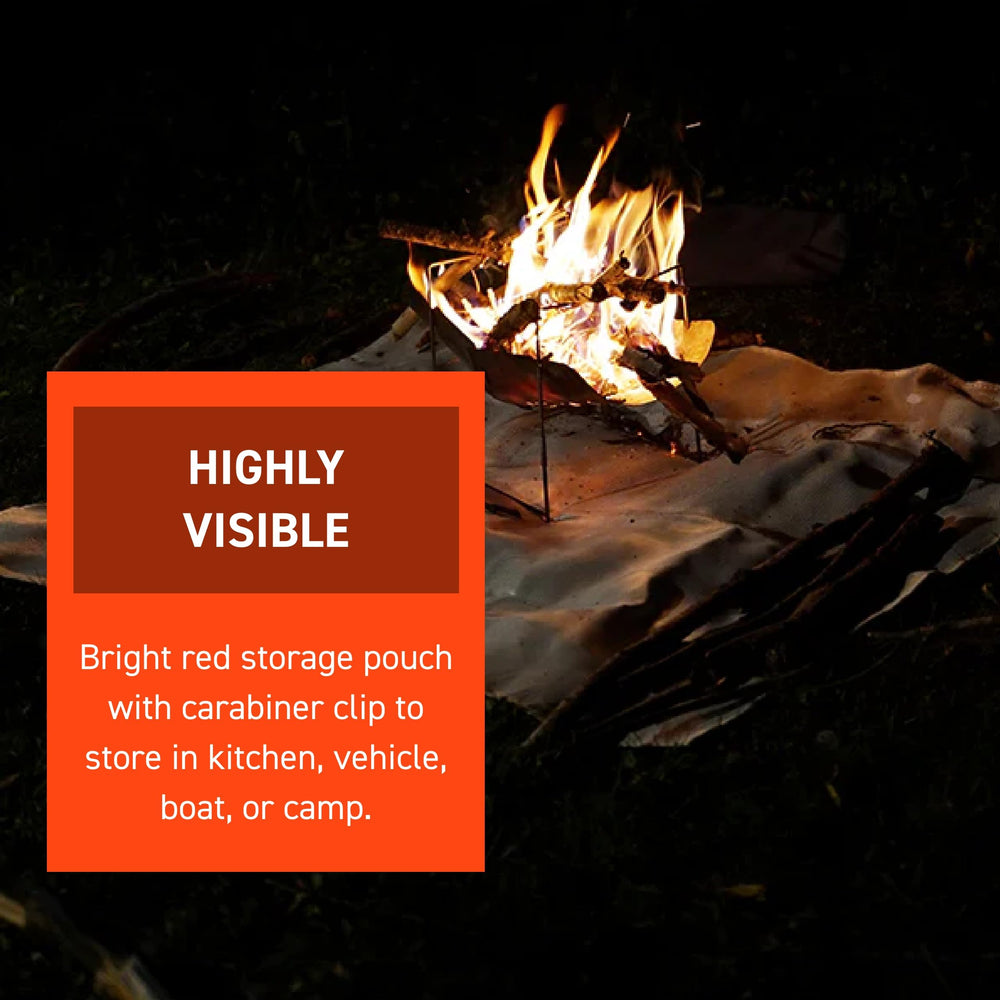 S.O.L. fire blanket kitchen-vehicle-clip keeps the red pouch accessible for quick response.