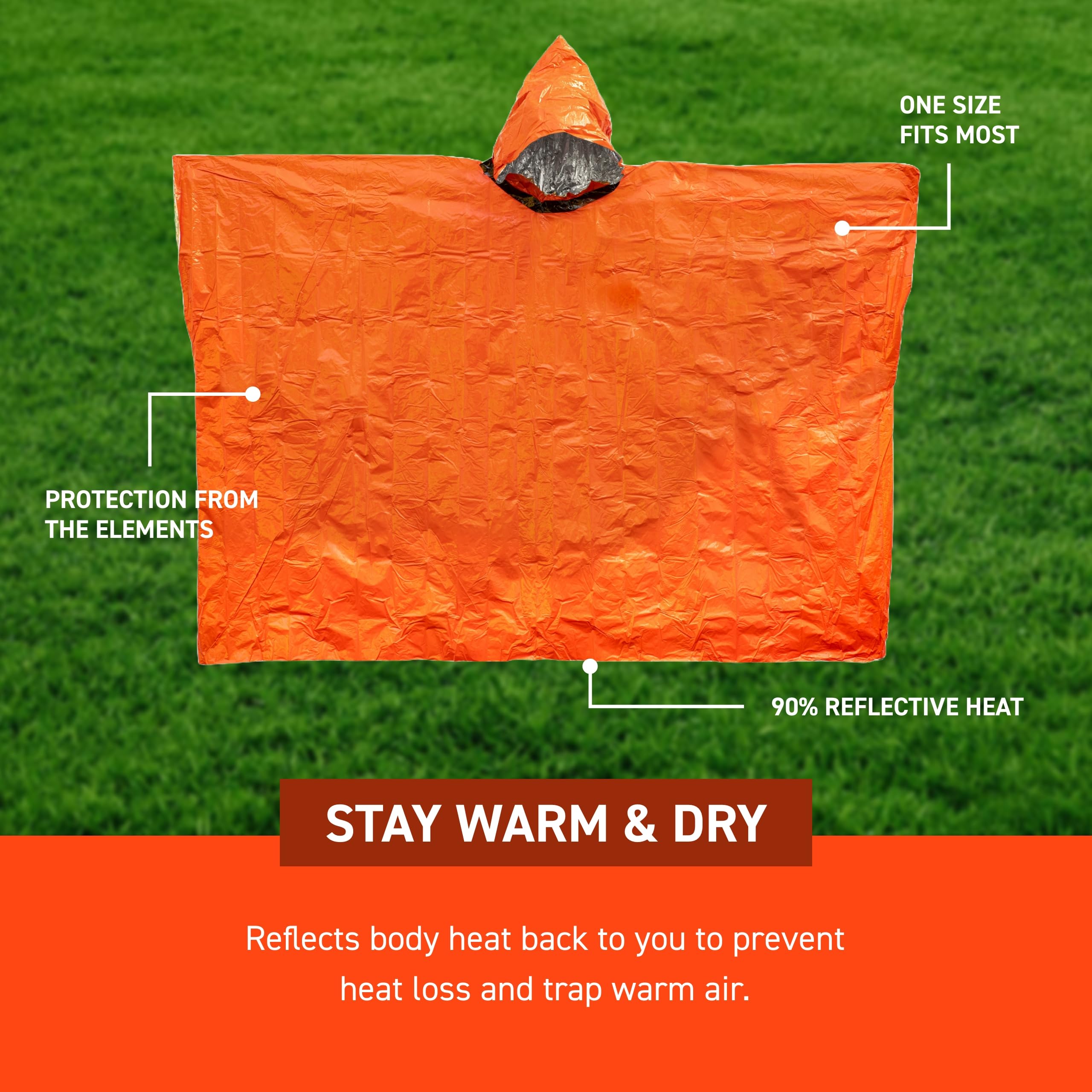 Sol S.O.L. poncho tear-resistant material delivers durability in rugged outdoor use.