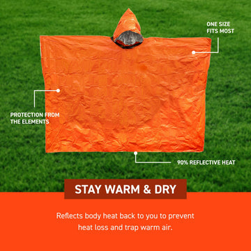 Sol S.O.L. poncho tear-resistant material delivers durability in rugged outdoor use.