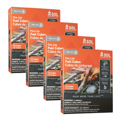 S.O.L. Survive Outdoors Longer fire cubes four-pack front view showing compact all-weather ignition option