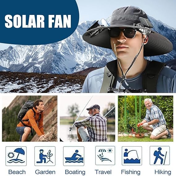 Back adjustable drawstring for a comfortable fit on the solar cap