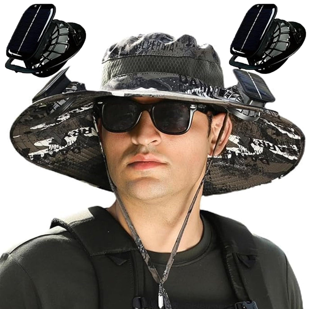 Solar Fan Hat with built-in solar fans