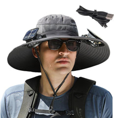 Solar Fan Hat front view with wide brim