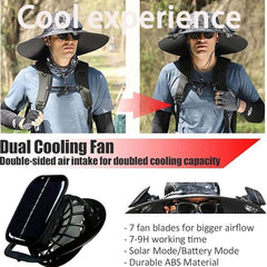 Close-up of solar powered fan on Solar Fan Hat